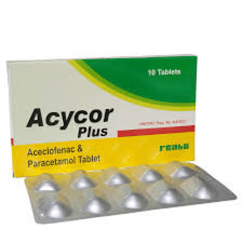Acycor Plus 100/500mg Aceclofenac 100Mg + Paracetamol 500Mg